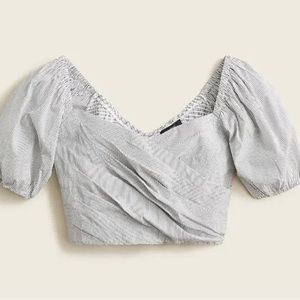J.Crew Women’s Puff-sleeve organic cotton cropped top in stripe
